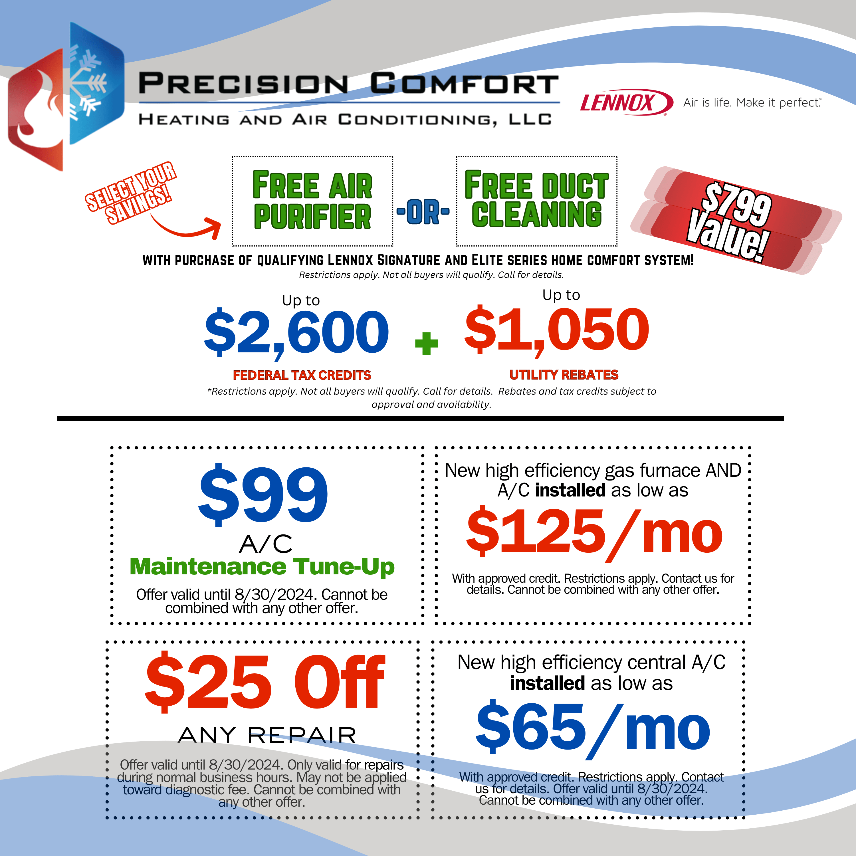 Precision Comfort Heating and Cooling Specials